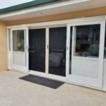 White timber and glass doors.